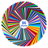 IModeur Permanent Adhesive Vinyl Bundle - 86 Pack Vinyl Sheets (12”x12”, Glossy, Matte, Metallic) for Most Cutting Machines and Party Decoration, IModeur