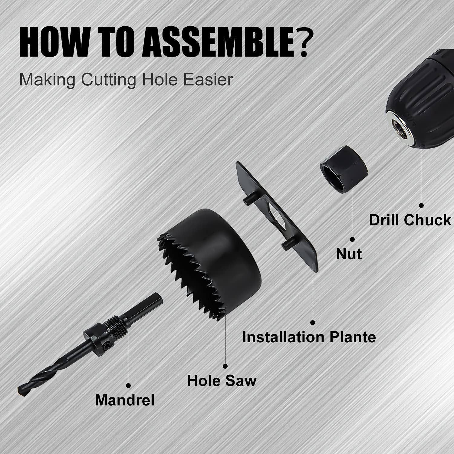 KATA Hole Saw Set 20PCS Hole Saw Kit with 3/4"-6"(19-152mm) 13PCS Saw Blades, 2 Mandrels, 3 Drill Bits, 1 Installation Plate, 1 Hex Key, Ideal for - WoodArtSupply