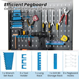 S AFSTAR Garage Workbench with Drawers, 32 x 16 Inches Tool Storage Workbench with Peg Board & 2 Lower Shelves, 14 Hanging Accessories, 220 LBS S AFSTAR