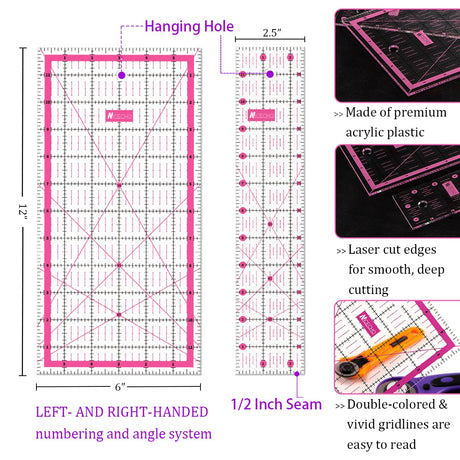 Rotary Cutter Set,Nicecho Sewing Quilting Supplies,45mm & 28 mm Fabric Cutters,8 Rotary Cutter Blades,A3 Cutting Mat for Sewing,6x12 & 2.5x12 In Nicecho