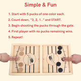 Litigon Shoot The Puck - Fast Sling Puck Game Large Size - Wooden Hockey Board Game - Desktop Battle Sling Hockey - Funny Family Home Games - Kids Litigon