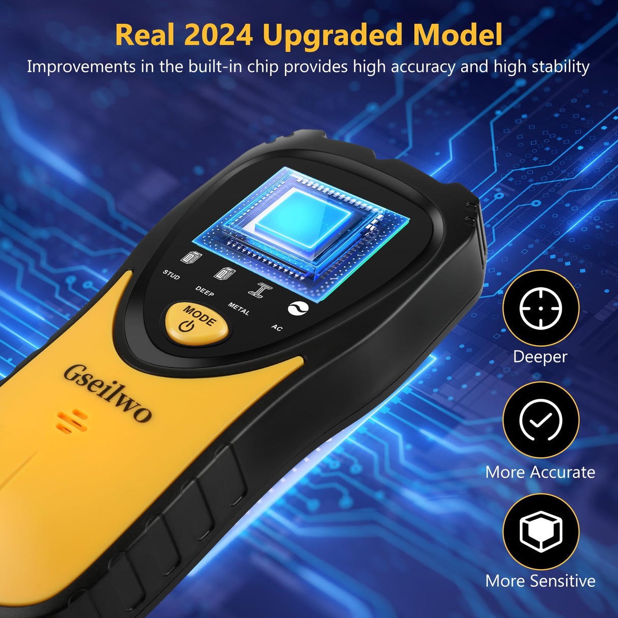 Gseilwo Stud Finder Wall Scanner, 5 in 1 Electronic Stud Detector with LCD Display and Audio Alarm, Stud Sensor Beam Finders for The Center and Edge Gseilwo