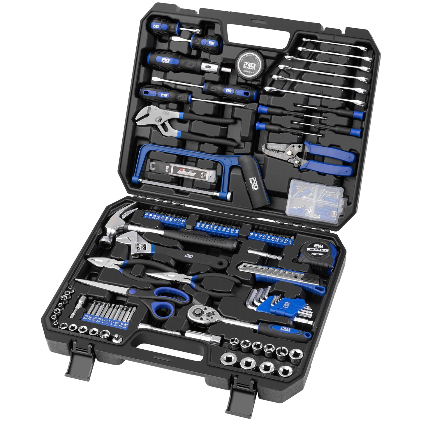 216-Piece Household Tool Kit, Prostormer Multi-Purpose DIY Home/Auto Repairing Hand Tool Set with Hammer, Pliers, Screwdriver Set, Wrench Sockets and - WoodArtSupply