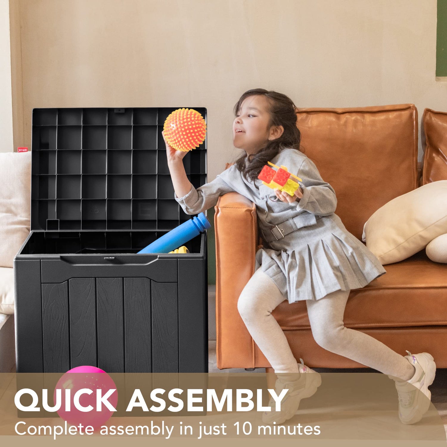 Devoko 30 Gallon Resin Deck Box Outdoor Indoor Waterproof Storage Box for Patio Pool Accessories Storage for Toys Cushion Garden Tools (30 Gallon, Devoko