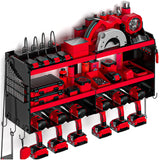 Spampur Power Tool Organizer with Charging Station, 6 Drill Holders Wall Mount, Heavy Duty Metal Premium Garage Tool Shelf, Gift for Man Cordless Spampur