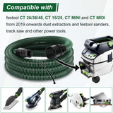 Dust Extractor Hose for Festool Vacuum Suction Hose D27/32x5m, Compatible with festool CT 26/36/48 CT 15/25 CT MINI and CT MIDI from 2019 onwards Feikeer
