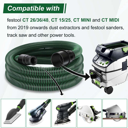 Dust Extractor Hose for Festool Vacuum Suction Hose D27/32x5m, Compatible with festool CT 26/36/48 CT 15/25 CT MINI and CT MIDI from 2019 onwards - WoodArtSupply