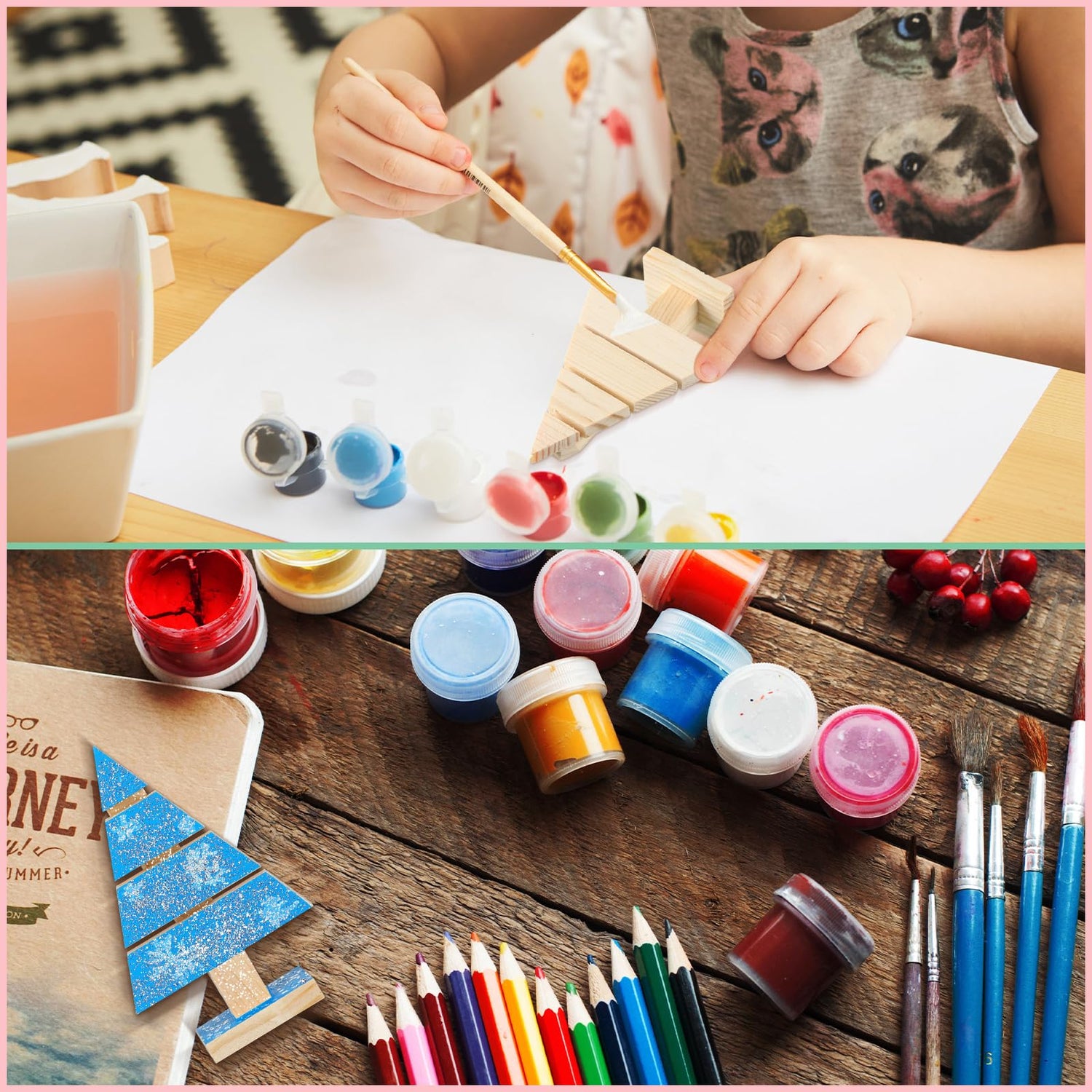 Geetery 12 Pcs Wooden Christmas Tree Standing Unfinished Wood Christmas Tree Pallet Ornaments 4 x 2.6 Blank Rustic Farmhouse Tree Shaped Craft Geetery