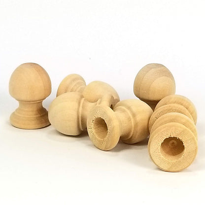 Mylittlewoodshop Package of 12 - Finial Dowel Cap - 1-1/16 Tall by 3/4 inch Wide with 3/8 Hole Unfinished Wood (WW-DC8043) - WoodArtSupply