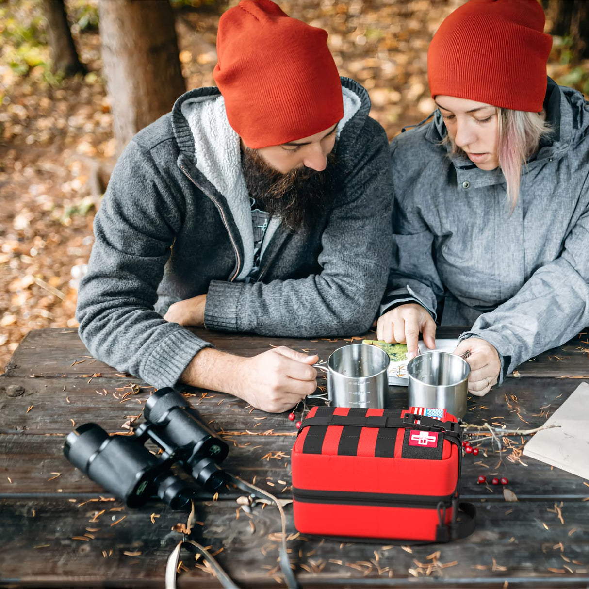 [2024 Upgrade] First Aid Kit,Survival Gear Outdoor Tactical Gear Set Military Grade Molle System for Camper Travel Hunting Hiking and Adventures（RED） Homestockplus