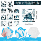 12 Pieces Deer Mountain Stencils for Painting on Wood DIY Animal Moon Tree Stencils Forest Painting Plastic Templates Forest Theme Stencils for Wall Zonon