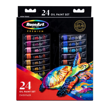 RoseArt Premium Oil Paint - Set 24 Colors, Maximum Strength Pigmented Oil Paints for Casual to Professional Artists, multi (83403) - WoodArtSupply