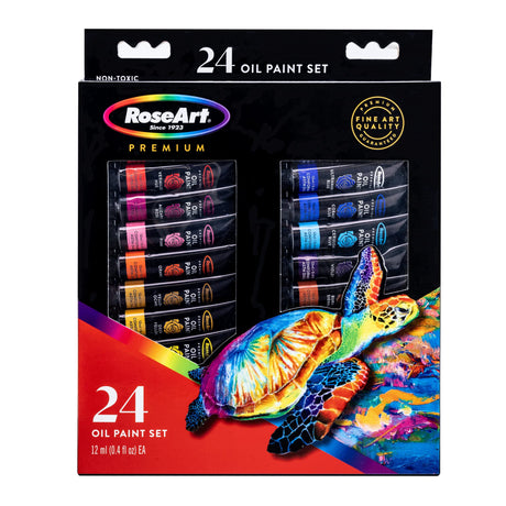 RoseArt Premium Oil Paint - Set 24 Colors, Maximum Strength Pigmented Oil Paints for Casual to Professional Artists, multi (83403) RoseArt