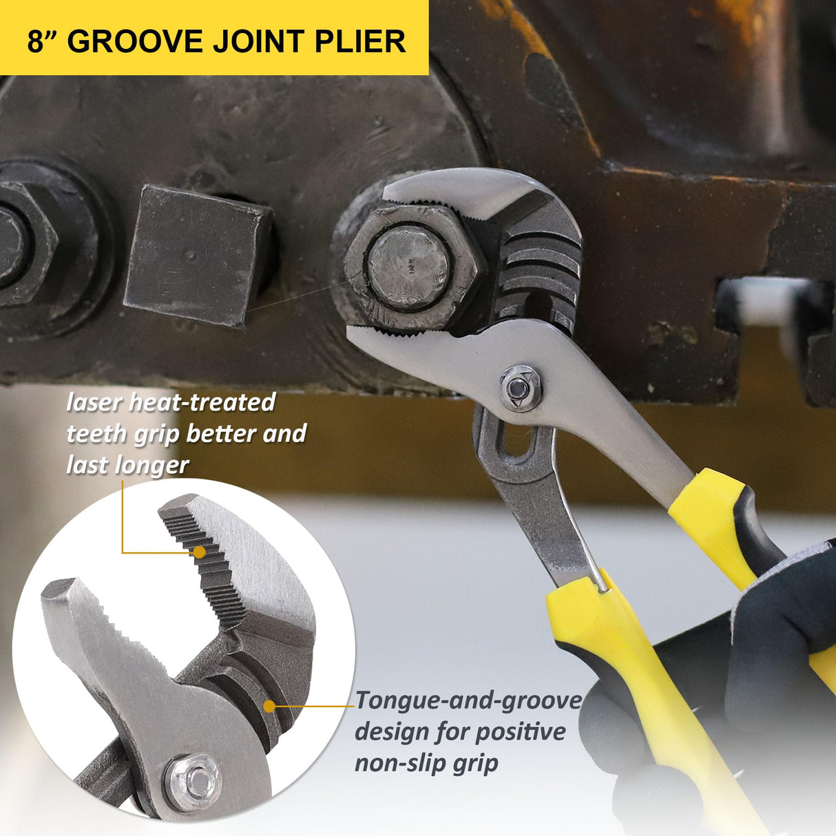 TOPLINE 5-Piece Pliers Set, Pliers Tool Set Included 8" Groove Joint Pliers, 7" Linesman Pliers, 6" Long Nose Pliers, 6" Slip Joint Pliers, 6" Topline