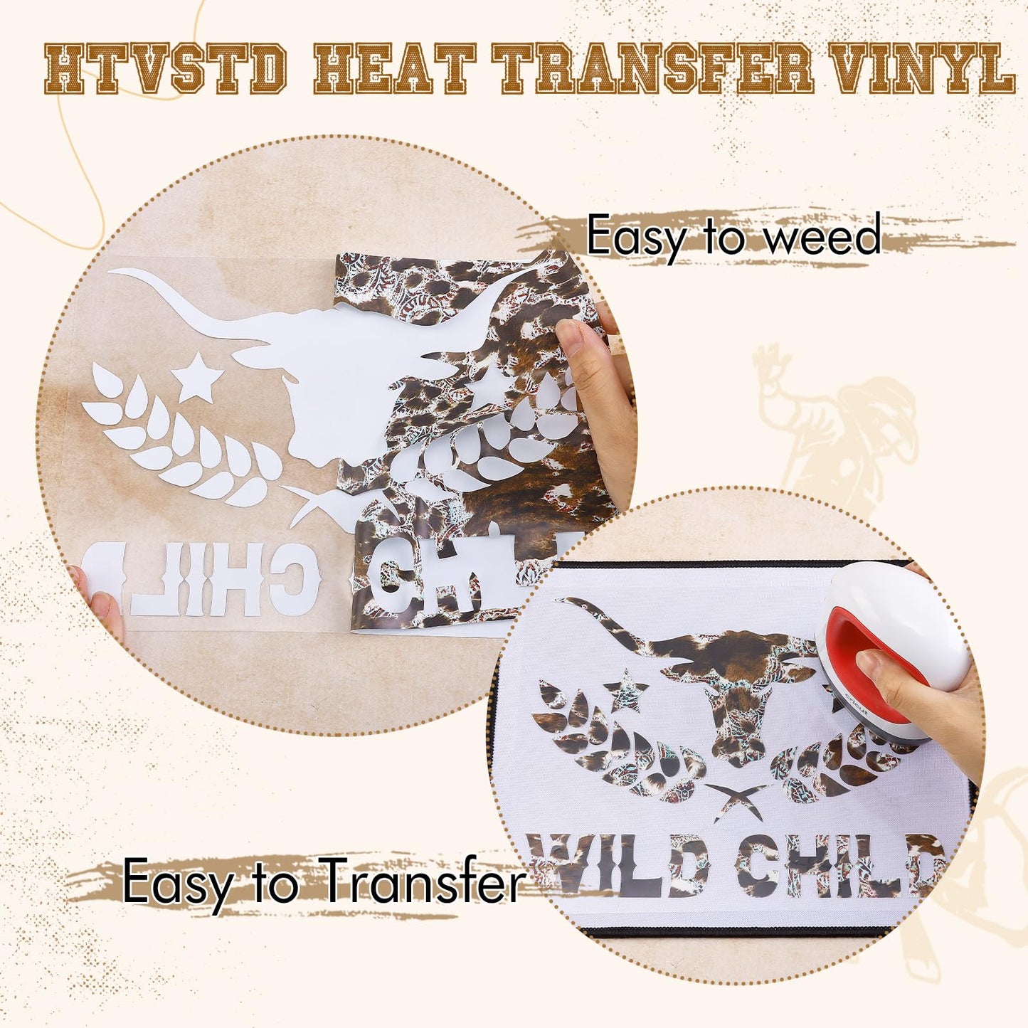 HTVSTD Cowhide Cheetah HTV Vinyl -10 Sheets 12 * 10 inches Heat Transfer Vinyl Sunflower Turquoise HTV Iron on Vinyl Mexico Serape Patterned HTV - WoodArtSupply