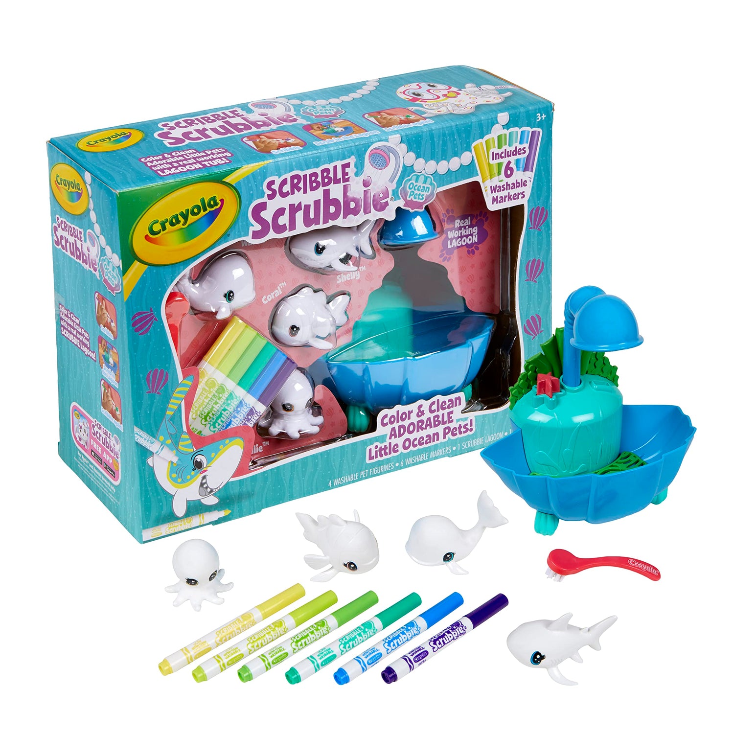 Crayola Scribble Scrubbie Pets Blue Lagoon Playset, Pet Toys For Girls & Boys, Gifts For Kids Ages 3+ Crayola