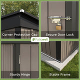 Patiowell 5x3 FT Outdoor Storage Shed, Tool Shed with Sloping Roof and Lockable Door, Metal Shed for Backyard Garden Patio Lawn, Brown Patiowell