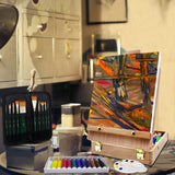 Deluxe Art Supplies 27 Pieces Art Set with Tabletop Easel, 12 Colors Acrylic Paint, 10 Paint Brushes, 3 Canvas Panels, Palettes Miratuso