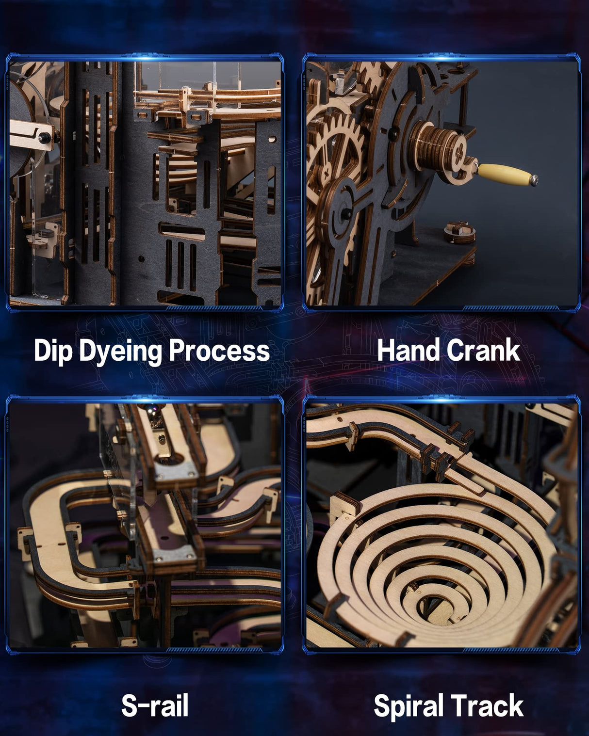 RoWood 3D Puzzles for Adults, Model Kits for Adults to Build, Wooden Town Christmas Birthday Gifts for Teens- Marble Night City RoWood