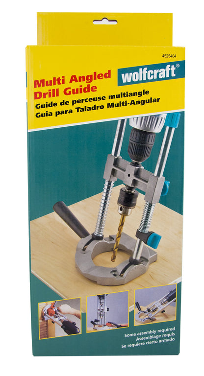 Wolfcraft 4525404 Multi-Angle Drill Guide Attachment For 1/4In. & 3/8In. Drills,Silver - WoodArtSupply