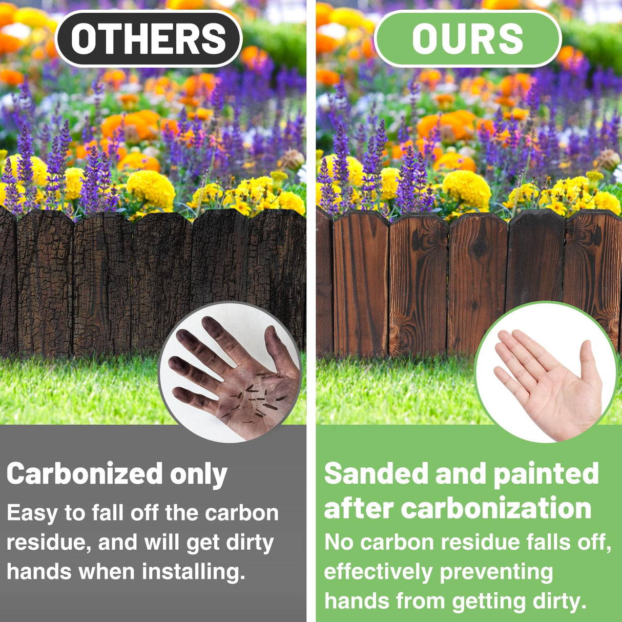 Wood Garden Fence - 13.1ft (L) x 11.8in (H) Pine Landscape Border Edging, Flexible Weather-Resistant Fences for Decorate Spring Outdoor Patio Yard Acostop