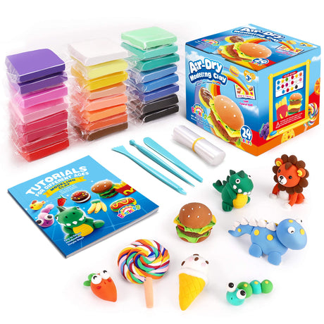 Sago Brothers Air Dry Clay, 24 Colors Modeling Clay for Kids, Molding Magic Clay for Slime add ins & Slime Supplies, Kids Gifts Art Set for Boys Sago Brothers