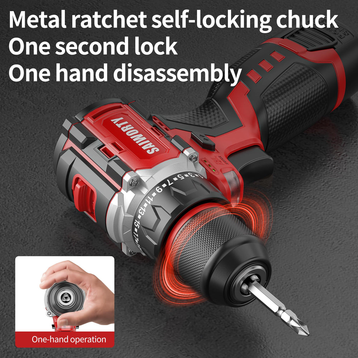 Saiworty 16V Cordless Drill Set, Electric Power Drill Set with Battery & Charger, Small Hand Drills,3/8" Keyless Chuck, 2 Variable Speed, Built-in Saiworty