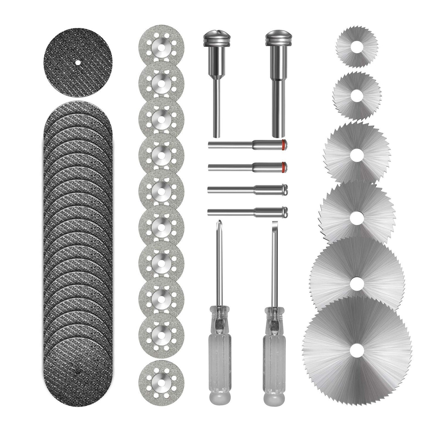 Kuenuilr Cutting Wheel Set Compatible with Plastic 36pcs for Rotary Tool, HSS Circular Saw Blades 6pcs, Resin Cutting Discs 20pcs, 545 Diamond Kuenuilr