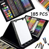 Sunnyglade 185 Pieces Double Sided Trifold Easel Art Set, Drawing Art Box with Oil Pastels, Crayons, Colored Pencils, Markers, Paint Brush, Sunnyglade