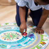 Melissa & Doug Round The Shore Tracks Cardboard Jigsaw Floor Puzzle and Wind-Up Vehicles – 48 Pieces, for Boys and Girls 3+ - FSC-Certified Materials Melissa & Doug
