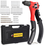 Rivet Gun, GIANTISAN Pop Rivet Tool Kit with 200 Rivets and 4 Drill Bits, Manual Hand Riveter Kit with Rugged Carrying Case G GIANTISAN