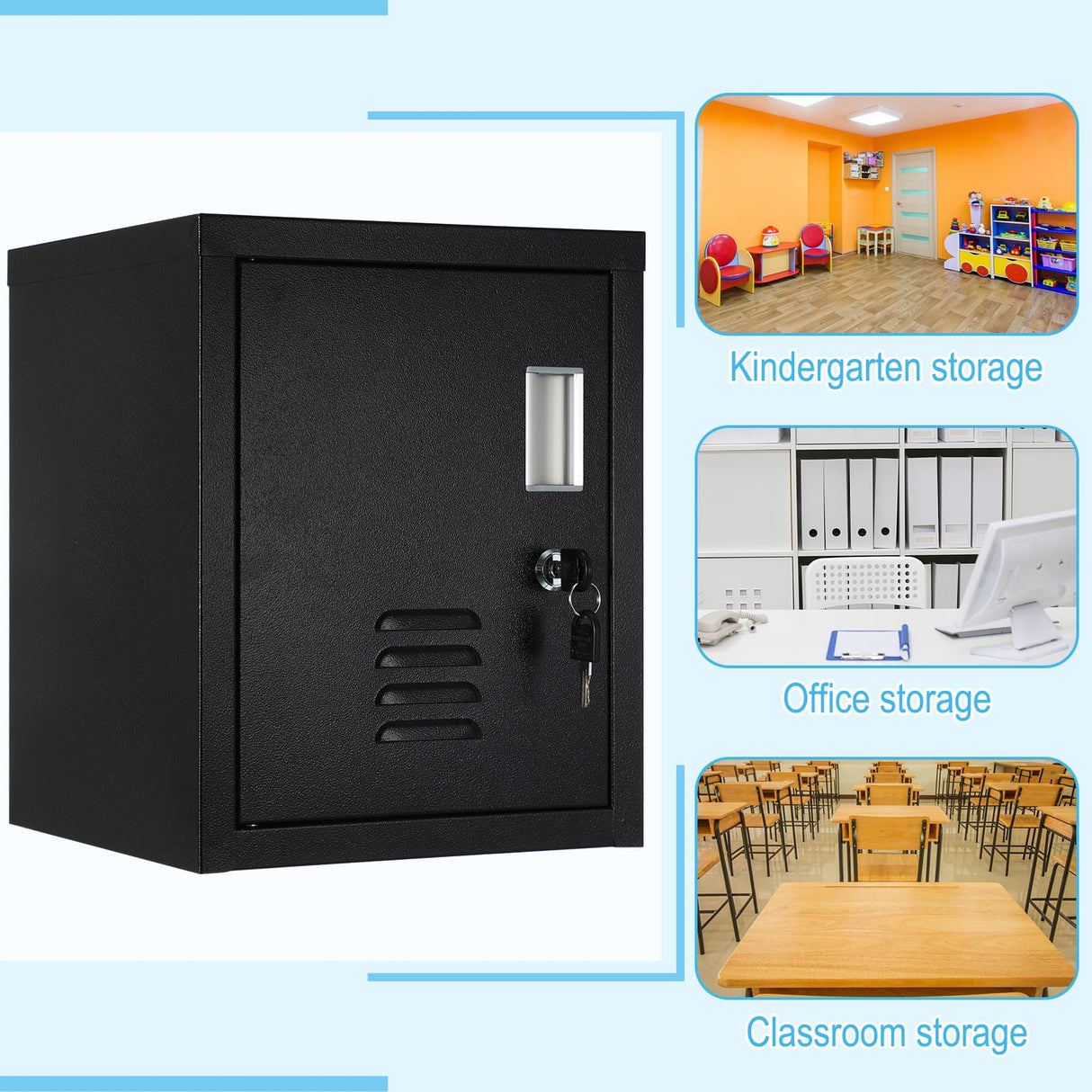 Suzile Lockable Storage Cabinet Metal Lockable Steel Storage Cabinet Organizer Storage Lockers for Employees Vertical Metal Cabinets End Side Table Suzile