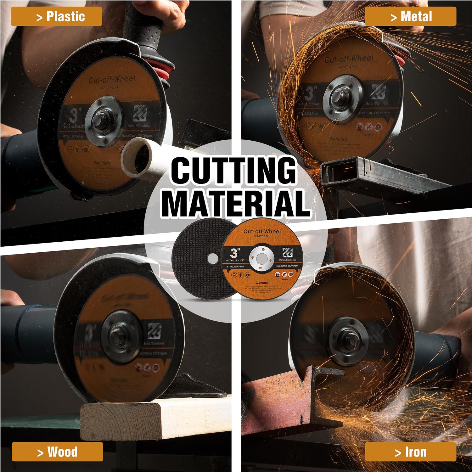 Shawya 25 PCS 3 Inch Cut Off Wheels Metal and Stainless Steel Cutting Wheel for Angle Grinder 3"x1/16"x3/8"Cutting disc Die Grinder Cut Off Wheel Shawya