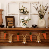 Treory Easter Decorations for the Home: Rustic Antique Wooden Bunny Happy Easter Table Centerpiece Signs, Farmhouse White Rabbit with Flowers Wood Treory