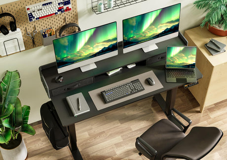 Claiks Standing Desk with Drawers, Stand Up Electric Standing Desk Adjustable Height, Sit Stand Desk with Storage Shelf and Splice Board, 55 Inch, Claiks