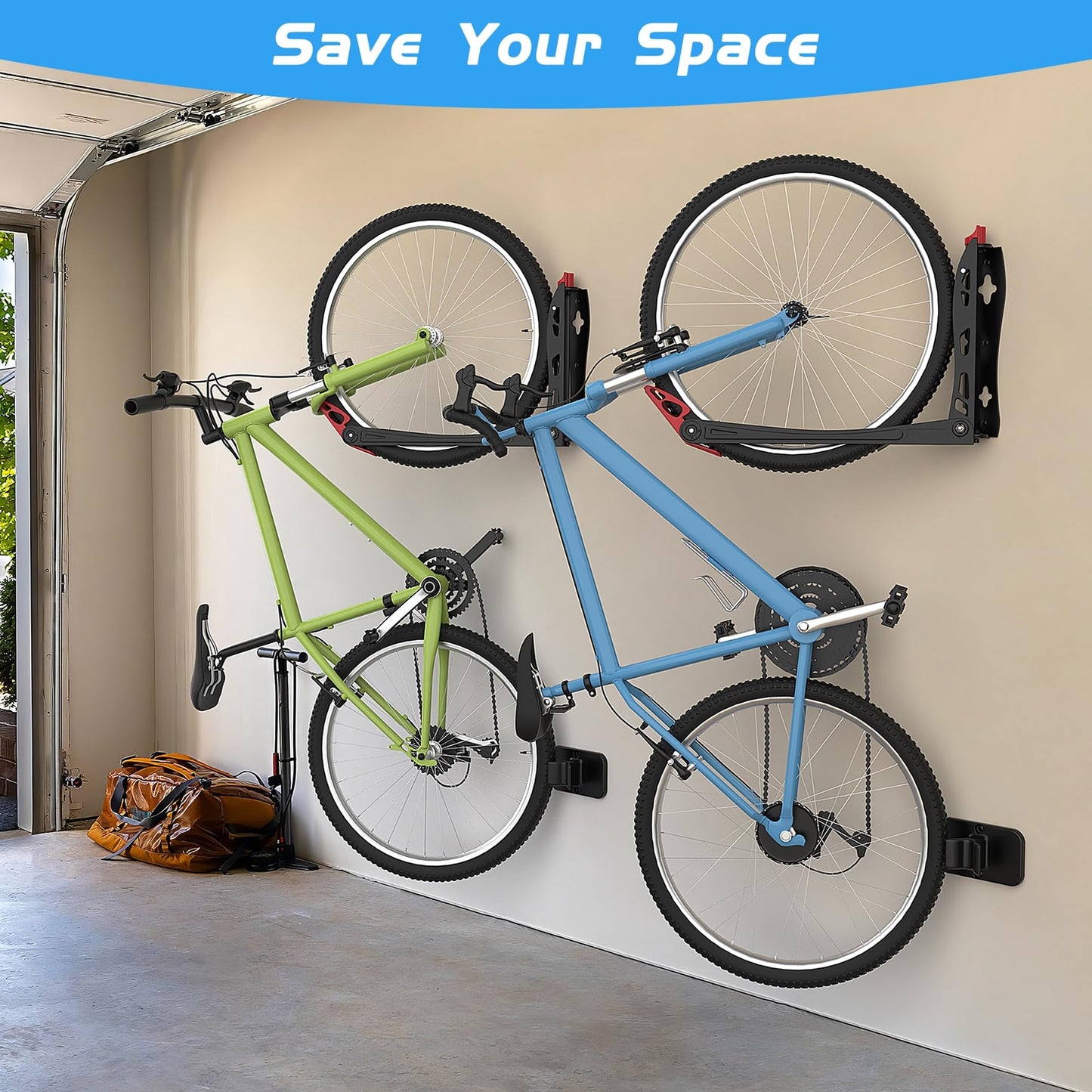 WALMANN BIKEPAL No Lifting Wall Mount Swivel Bike Rack, Vertical Bike Wall Hangers for Garage Space Saving Home Bike Storage Solution (1 Pack) - WoodArtSupply