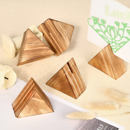 CHGCRAFT 10Pcs Triangle Wood Photo Holder Table Numbers Sign Holders Wooden Place Card Holders Name Photo Picture Holders for Wedding Party Birthday, - WoodArtSupply