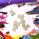 menolana 50pcs Unfinished Cat Cutout Wooden Slices Tags 3 X 2.2 X 0.2 Cm menolana