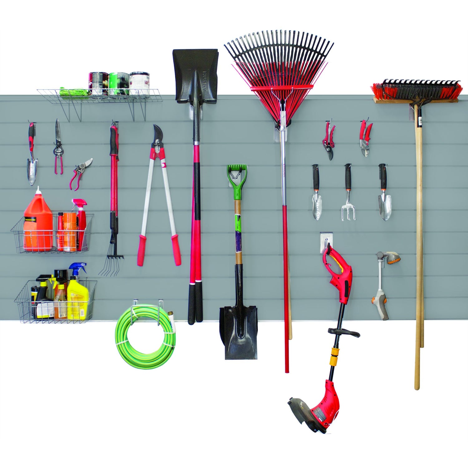 Proslat 88107 Heavy Duty PVC Slatwall Garage Organizer, 8-Feet by 4-Feet Section, 10 Panels, Light Grey PROSLAT