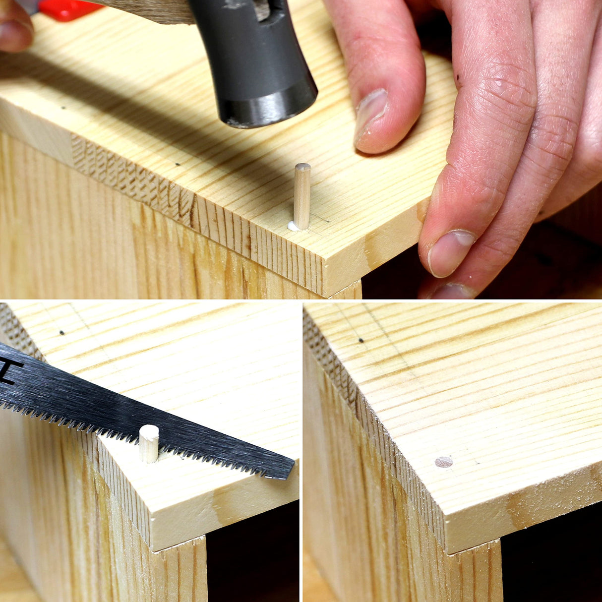 KAKURI Wooden Nails for Woodworking 15/64 inch (6mm), Tapered Wooden Dowel Rods for Crafts and Small Furniture, Natural Japanese Beechwood, Bulk 90 KAKURI