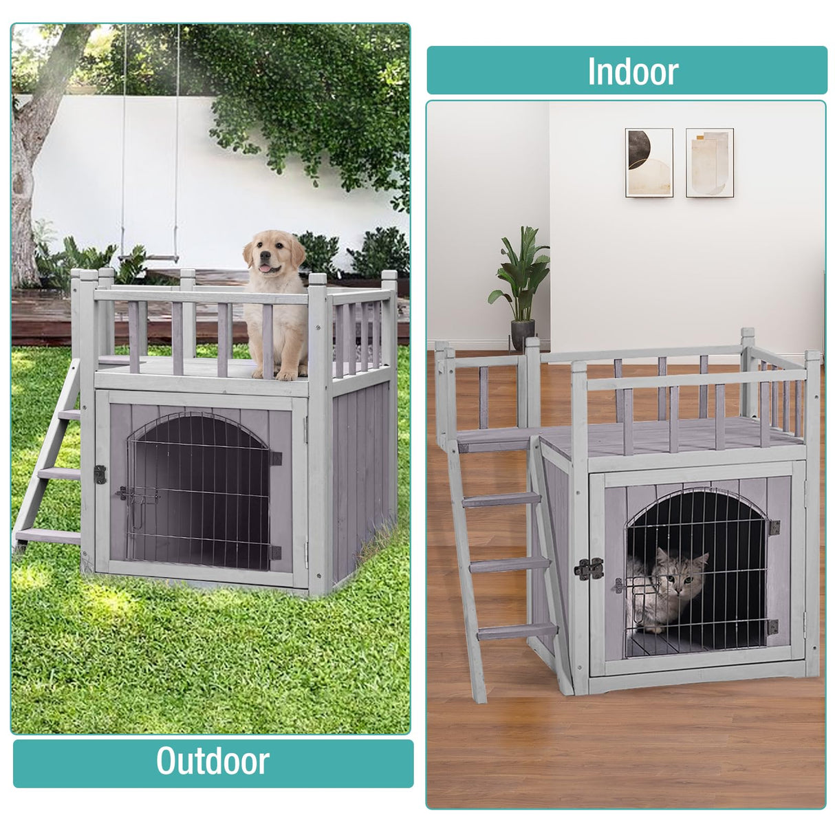 Suumerpety Weatherproof Outdoor Cat House,Feral Cats Shelter for Bunny Small Dogs (Small Cat House 8B) Suumerpety