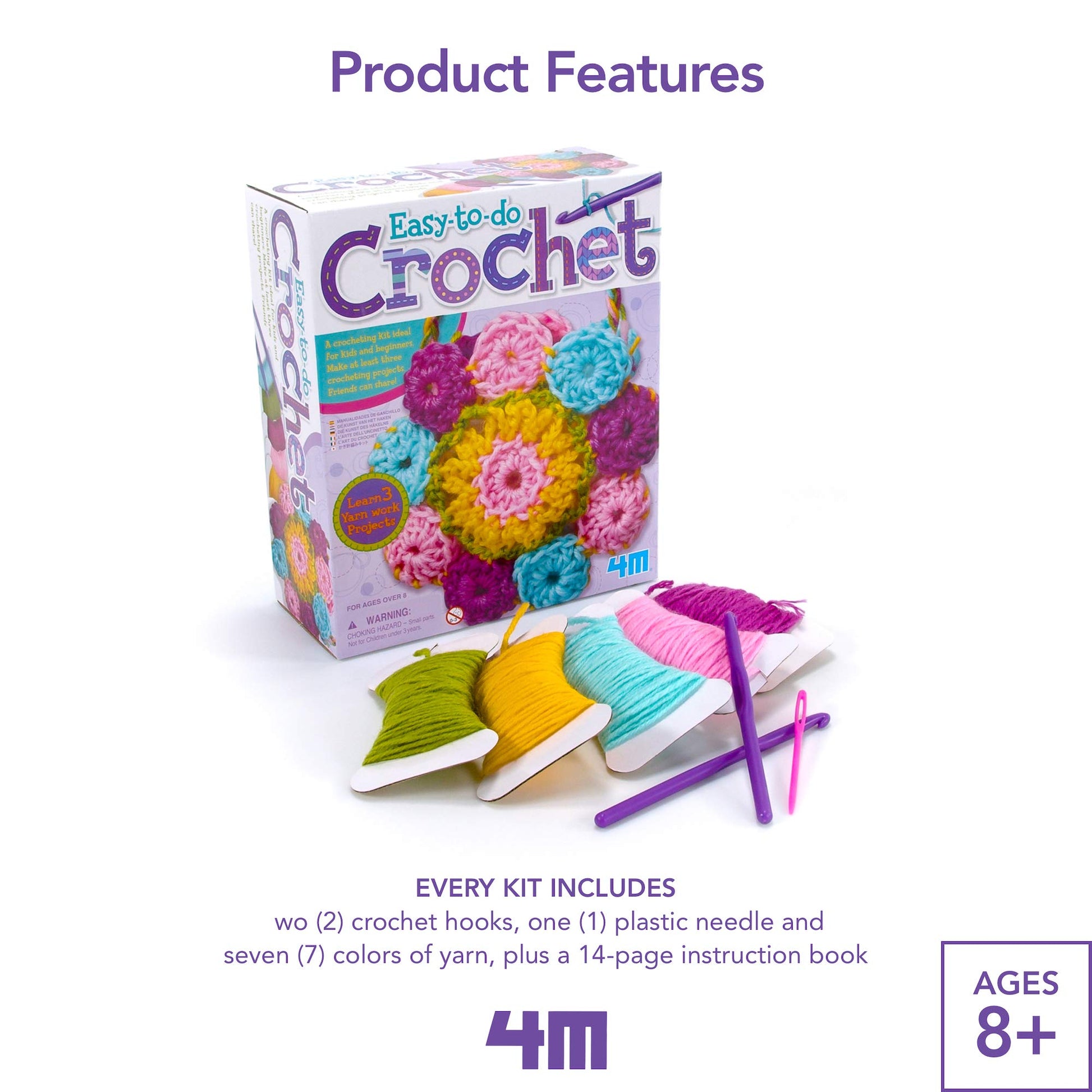 4M 3625 Easy-To-Do Crochet Kit - DIY Arts & Crafts Yarn Gift for Kids & Teens, Boys & Girls - WoodArtSupply