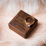 MUUJEE Slim Engagement Ring Box - Engraved Wooden Ring Box for Wedding Ceremony Engagement Proposal, Ring Bearer Box, Christmas Birthday Gift Ideas MUUJEE