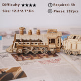 Suerte 3D Puzzles for Adult Wooden Train Model Set DIY Assembly Mechanical Puzzles Wood Train Building Model Kit Gift for Men Teens Kids on Birthday Suerte