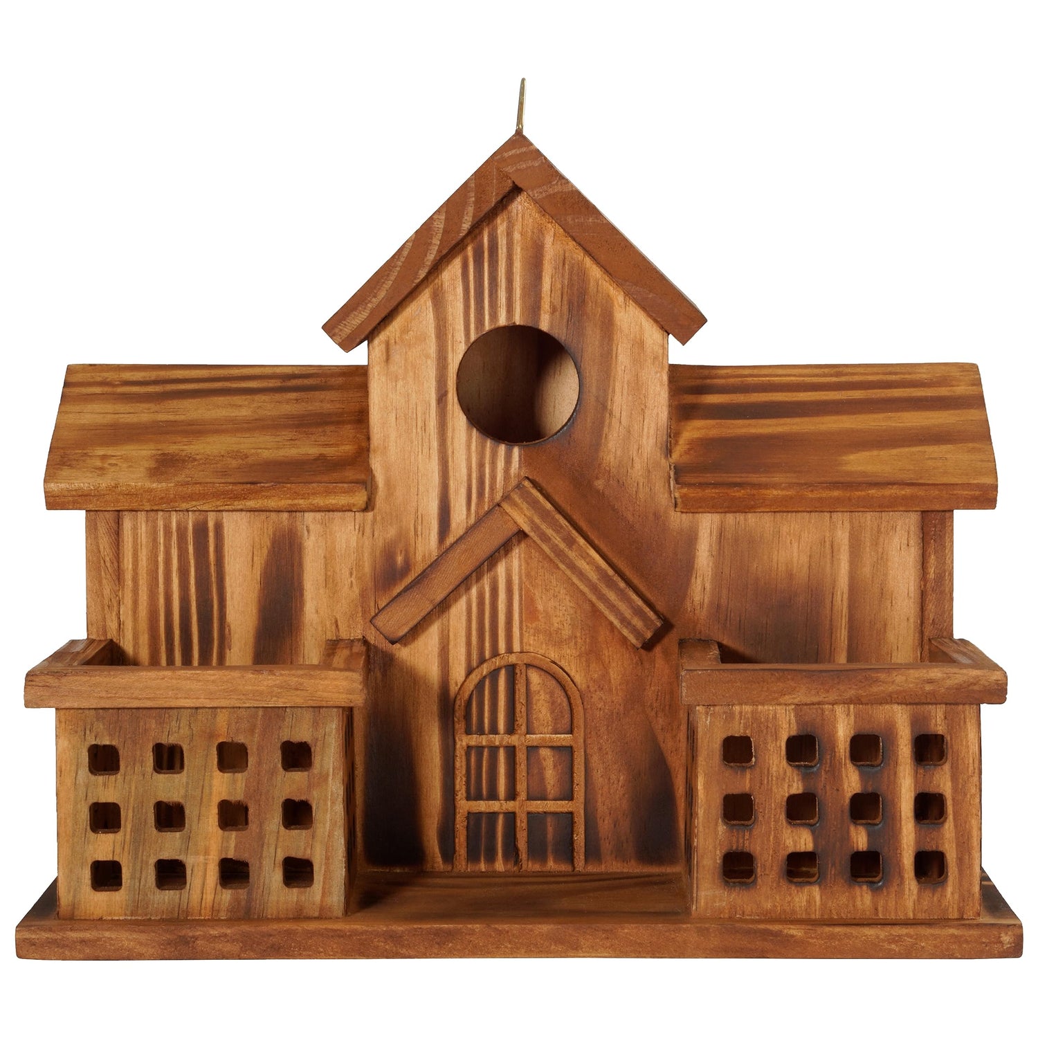 MIXUMON Bird Houses for Outside with Bird Feeder, Outdoor 3 Hole Bird House Room for 3 Bird Families Bluebird Finch Cardinals Hanging Birdhouse for MIXUMON