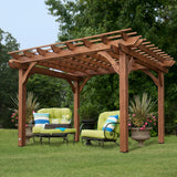 Backyard Discovery 12' by 10' Cedar Wood Pergola, Wind Secure, Strong, Quality Made, Rot Resistant, Concrete Anchors, Spacious for Outdoor Patio, Backyard Discovery