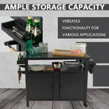 Kozyard BBQ Grill Storage Cart/Bin, Grill Carts Outdoor Storage Cabinet with Wheels, Metal Grill Table Kitchen Dining Table Cooking Prep BBQ Table Kozyard