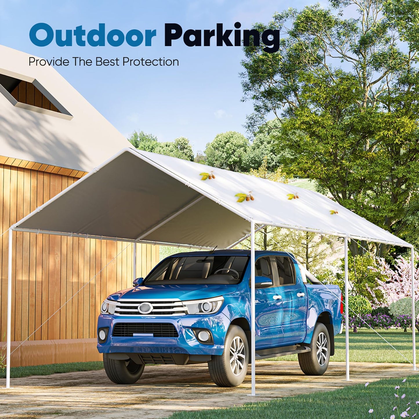 Quictent 10'X20' Heavy Duty Carport Car Canopy Carport Tent Car Shelter Canopy Outdoor Carport Canopy Boat Shelter-White