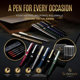 Scriveiner Gold Rollerball Pen - Stunning Luxury Pen with 24K Gold Finish, Schmidt Ink Refill, Best Roller Ball Pen Gift Set for Men & Women, Scriveiner