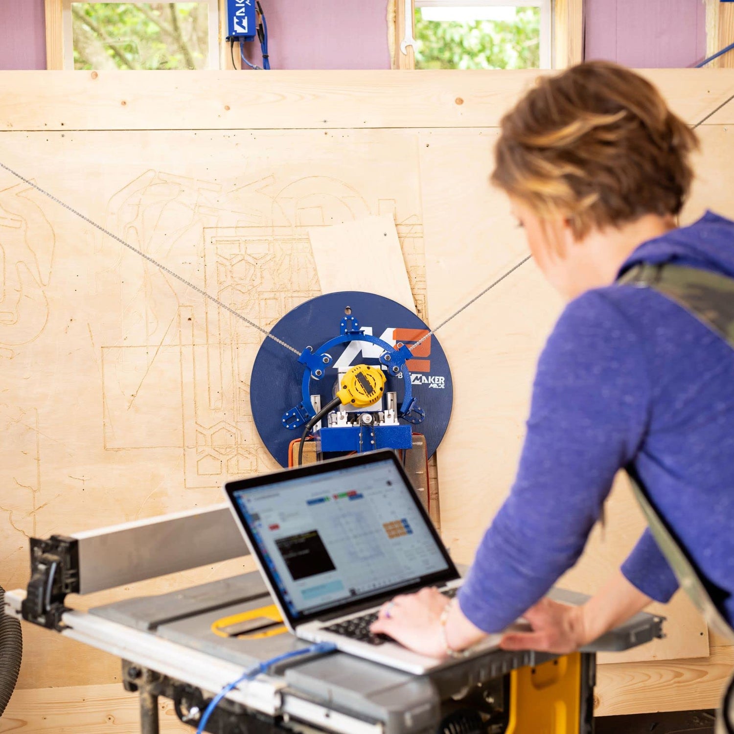 M2 CNC Engraving Machine Kit, First Wall Mounted Highly Accurate Cutting Engraver, 3-Axis CNC Machine for Wood, Metal, Plastic & More, Up to 4x8ft Maker Made